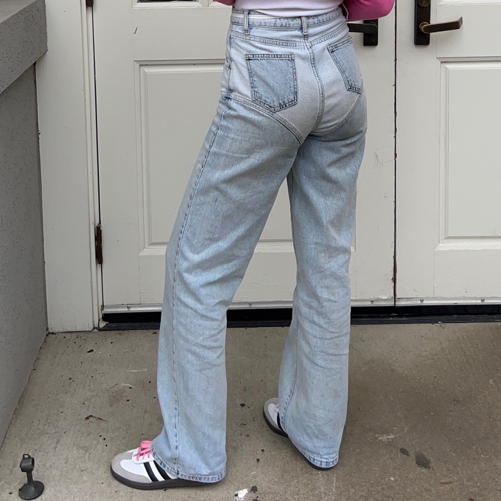 Two Tone Denim High Waisted Jeans